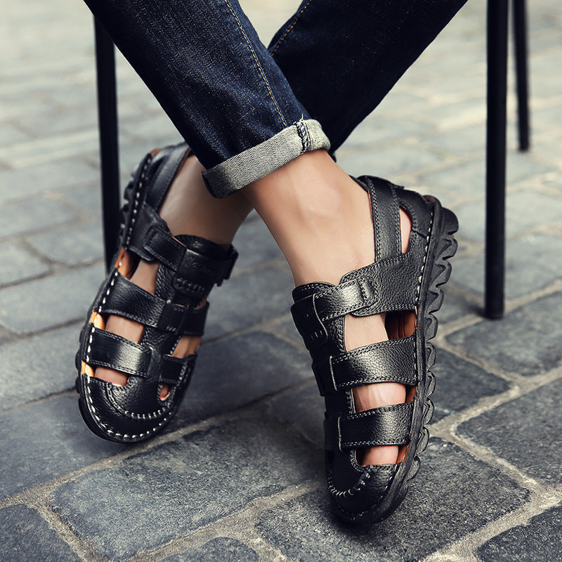 Solorfit Men Cut Out Leather Sandals